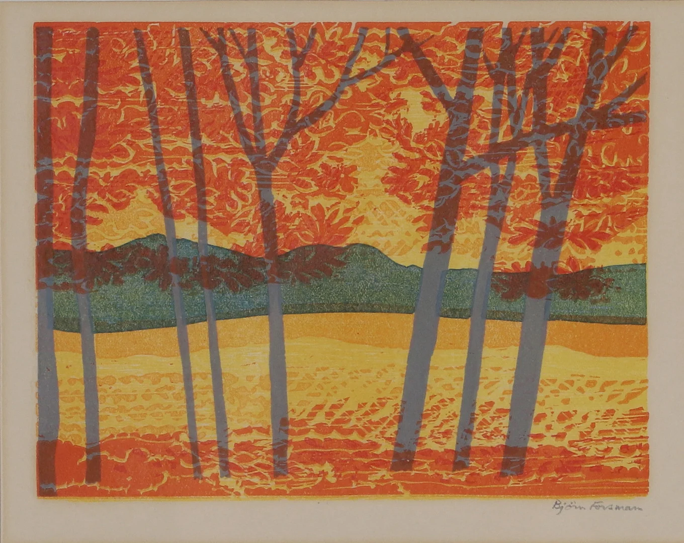 BJÖRN FORSMAN. linoleumsnitt, signerad. — Engravings & Prints — Gomér & Andersson Norrköping