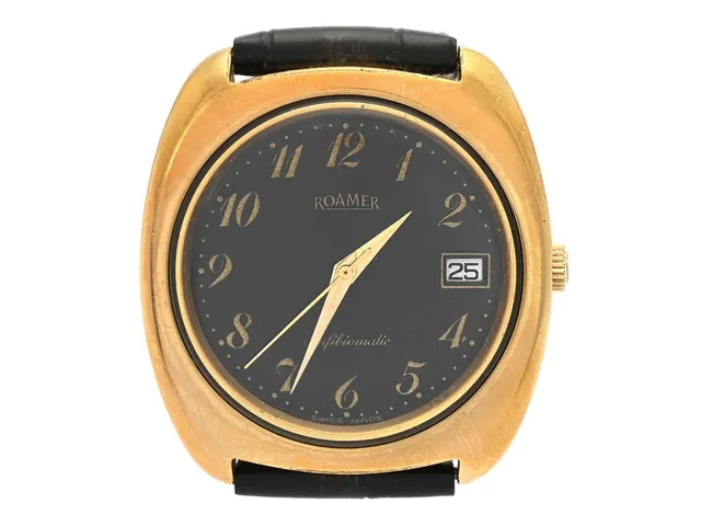 ROAMER, Anfibiomatic, Boett nr. 522-1223-013, herrur, 37 mm, doublé, automatisk, plexiglas, datum, läderband, ca 1970.