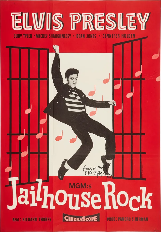 ELVIS PRESLEY. Filmaffisch "Jailhouse rock" , Bommelin & Werle reklambyrå, J. Olséns lito Stockholm.