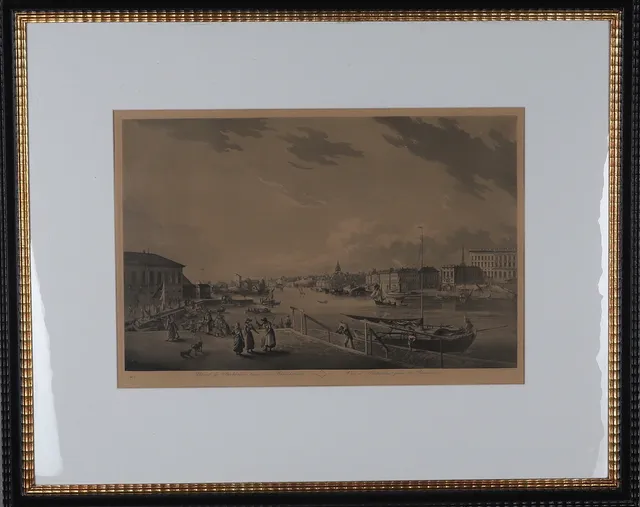 JOHAN FREDRIK MARTIN. EFTER. Etsning, "Utsigt af Stockholm från Blasiiholmen", numrerad 7.