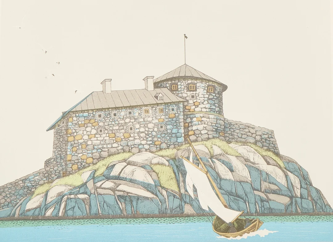 ILON WIKLAND. Färglito, "Dalarö Skans", signerad o numrerad 311/330. — Engravings & Prints — Metropol Auktioner