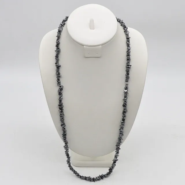 EDELSTEINCOLLIER AUS HÄMATIT, VINTAGE, MIT VERSCHLUSS, GESAMTLÄNGE CA. 80 CM.