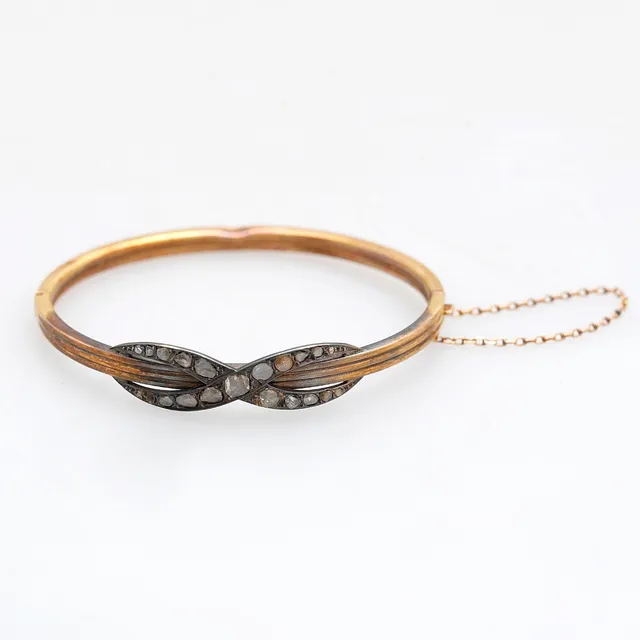 French bangle diamond bracelet, late 19th Century.
