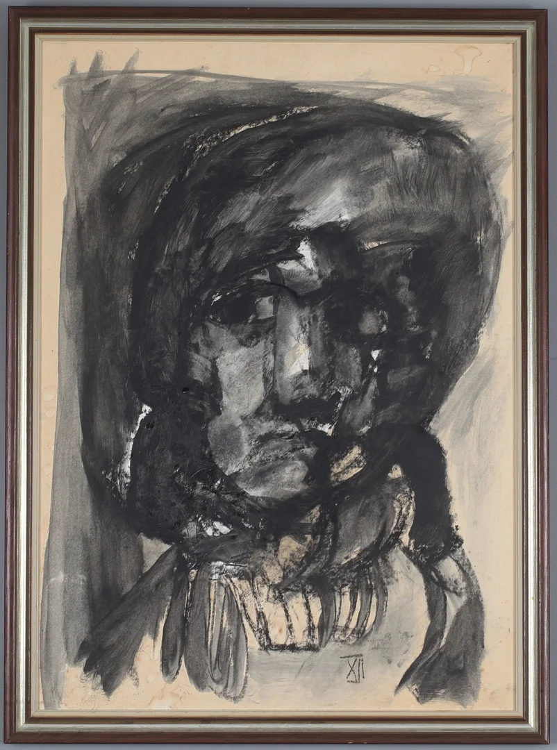 MALTE NYBERG TOLF. Porträtt, blandteknik på pannå, signerad XII. — Paintings — Stadsauktion Sundsvall