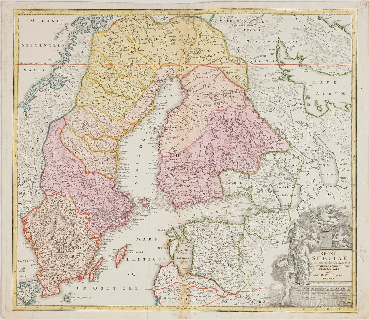 HOMANNS KARTA ÖVER SKANDINAVIEN, ca 1730. — Maps — Stockholms Auktionsverk Magasin 5