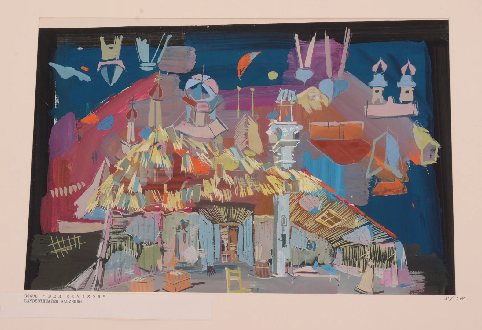 WOLFGANG VOLLHARD. Gogol "Der Revisor" Landetheater Salzburg. Gouache. — Paintings — Connoisseur Bokauktioner