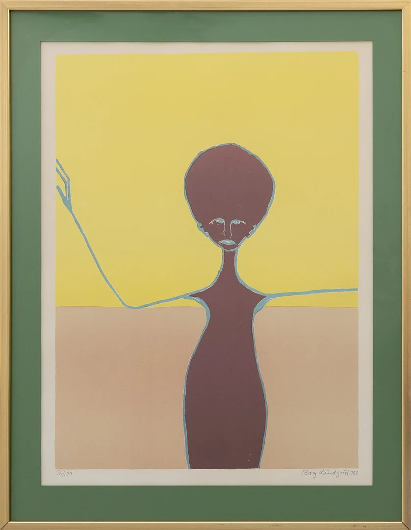 ROY LINDQVIST (1930-1987). Figurkomposition, färglitografi, signerad och daterad 1980. — Engravings & Prints — Garpenhus Auktioner