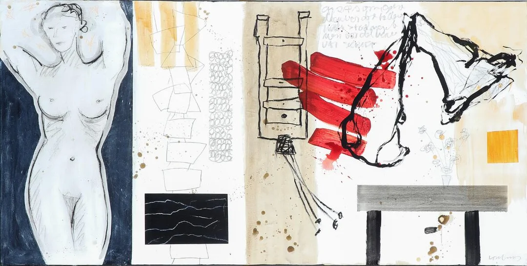 Untitled, 2018. Signed K. Ulrich. Mixed media on canvas. 90×180 cm. — Modern Paintings/Modern art — Bruun Rasmussen