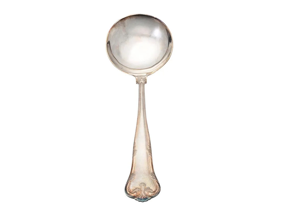 SLEV, silver, Markströms, Uppsala år 1987, längd 21 cm, vikt 71.2 g. — Silver/Soppslev — Kaplans