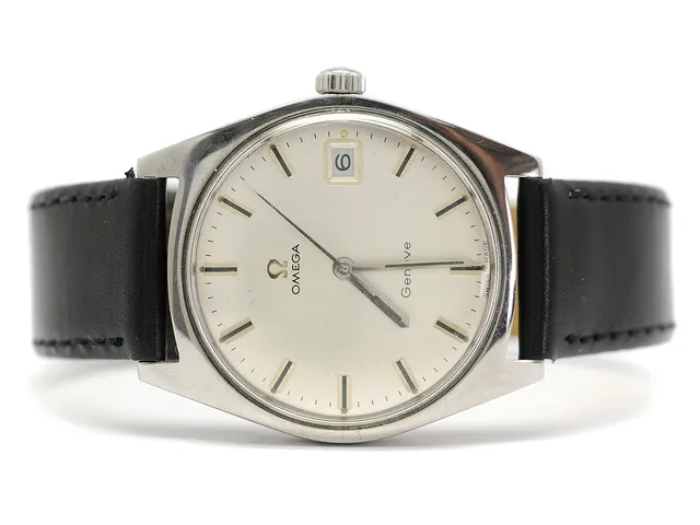 OMEGA, Genève, Cal 613, Serie nr. 27376217, Ref nr. ST 136.041, Boett nr. 136.041, herrur, 35 mm, stål, manuell, plexiglas, datum, skadad urtavla, läderband, ca 1968, box.