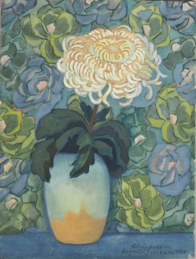 HELGE JOHANSSON. stilleben, akvarell på papper, signerad och daterad Cagnes 1924.