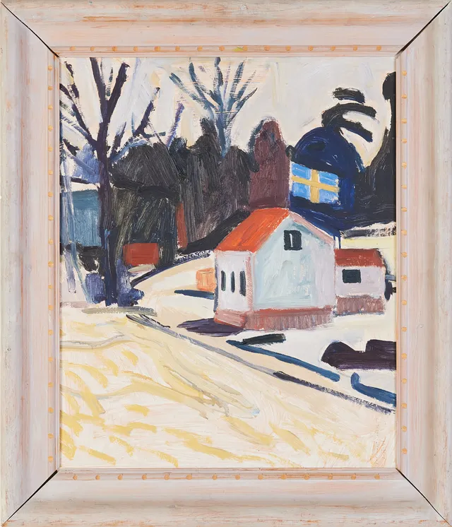 TORE HULTCRANTZ ( 1923-1998). Hus, olja på pannå, signerad och daterad -48.