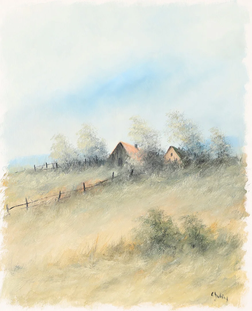 CARL JULIUS. Skånskt landskap med gård, olja poå duk, signerad C. Julius. — Paintings — Helsingborgs Auktionskammare