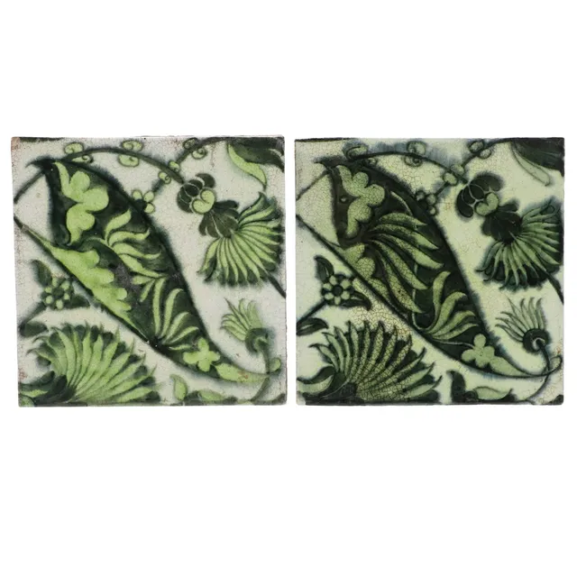 WILLIAM DE MORGAN - TWO POTTERY TILES.