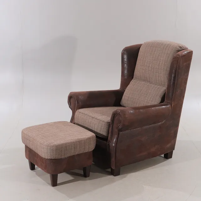 FÅTÖLJ MED FOTPALL, alcantara/textil, 2000-tal.