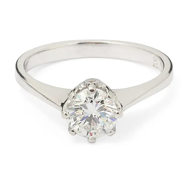 A. Dragsted: A solitaire diamond ring set with a brilliant-cut diamond, mounted in 18k white gold. Size app. 51.5.