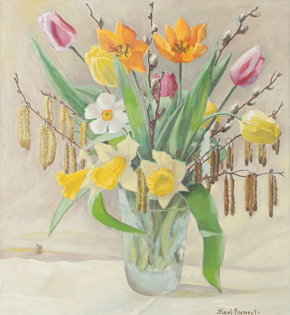 KARL RUNERT. Blomsterstilleben, olja på duk, signerad. — Paintings — Helsingborgs Auktionskammare