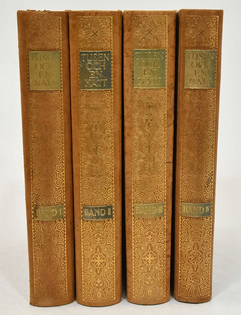 Tusen och en natt I-IV. Arabiska berättelser. ör första gången fullständigt och troget översatta från urtexten av Gustav Weil. — Books — Connoisseur Bokauktioner