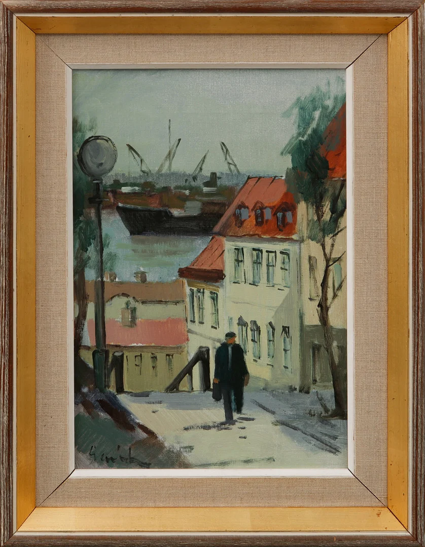 TAGE GAVIK. "Hobergs trappan, Masthugget", olja på duk, signerad. — Paintings — Göteborgs Auktionsverk