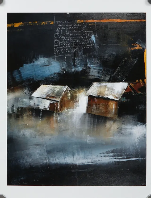 JONAS LUNDH. Byggnader i mörker, grafiskt blad, signerad och numrerad 71/100.