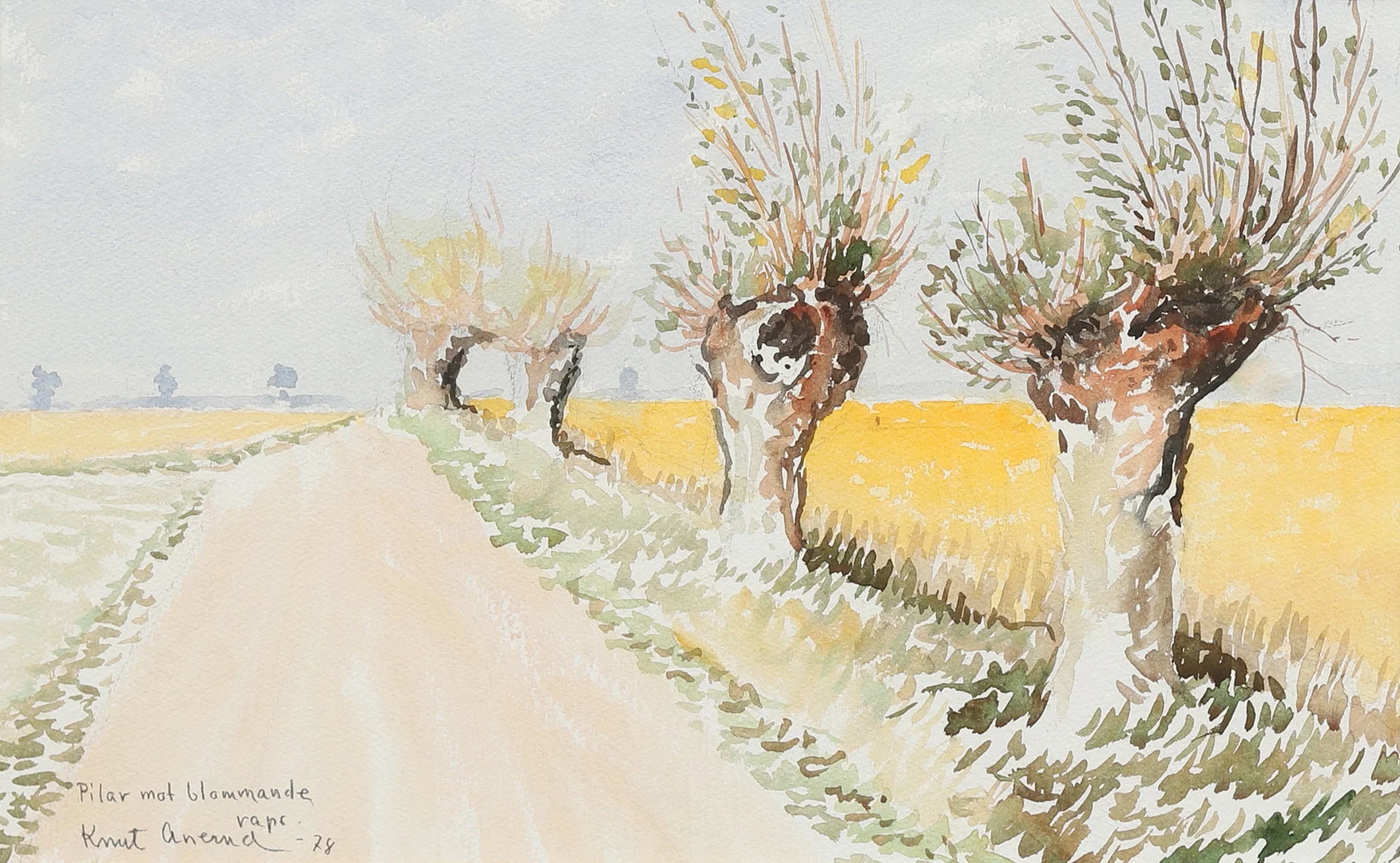 KNUT ANERUD. Pilar mot blommande raps, akvarell, signerad och daterad -78. — Paintings — Garpenhus Auktioner