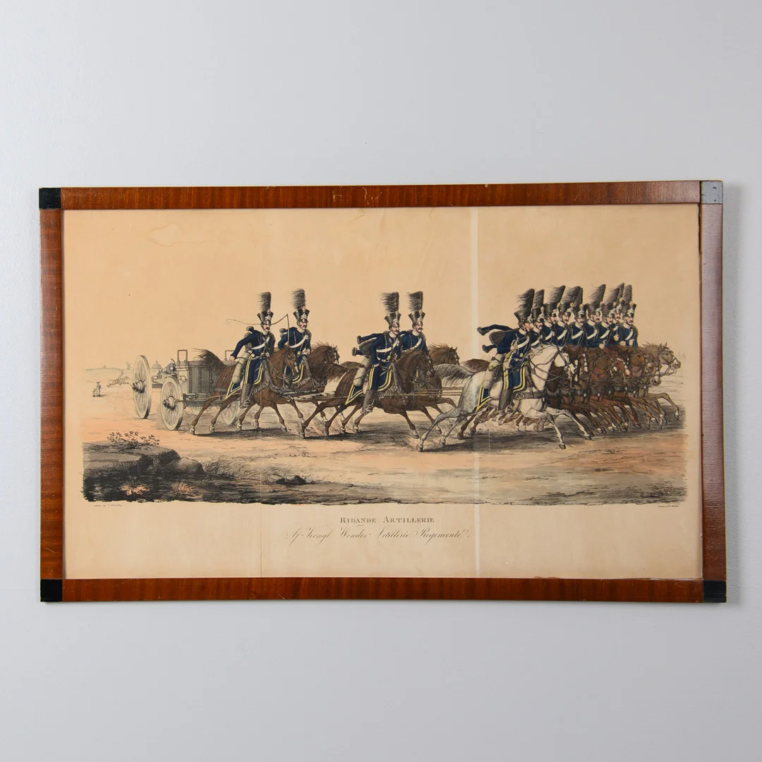 ALEXANDER CLEMENS WETTERLING. EFTER. Plansch med ridande artillerispann från Wendes artilleriregemente, stentryck av Müller, 1825. — Engravings & Prints — Formstad Auktioner
