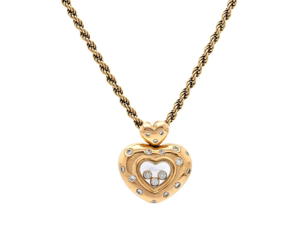 CHOPARD, collier, 18K guld, briljantslipade diamanter ca 0,50 ctv, ca W/VS, Happy Diamond, längd kedja 42 cm, vikt 21,7 g, referensrumret är otydbart på baksidan pga slitage. — Smycken/Collier — Kaplans