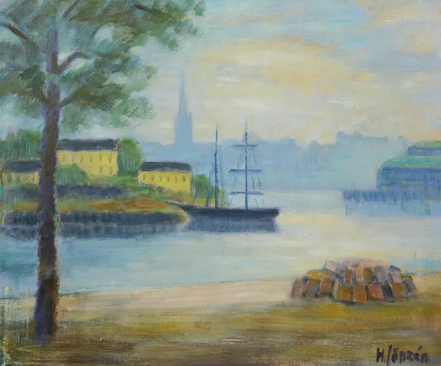 HADAR JÖNZÉN. Stockholmsmotiv, olja på duk, signerad.