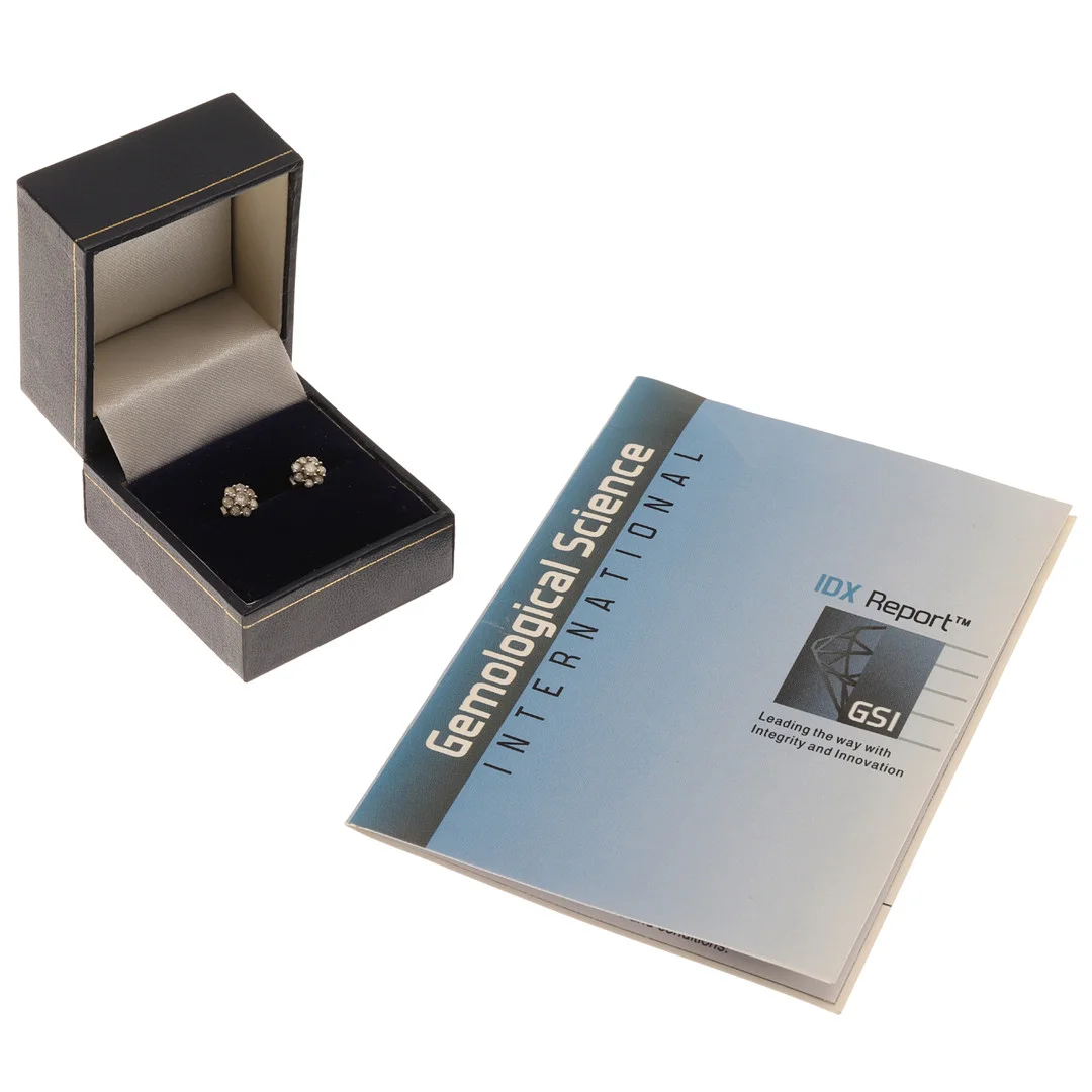 A PAIR OF DIAMOND CLUSTER STUD EARRINGS. — Earrings — Lawrences Auctioneers