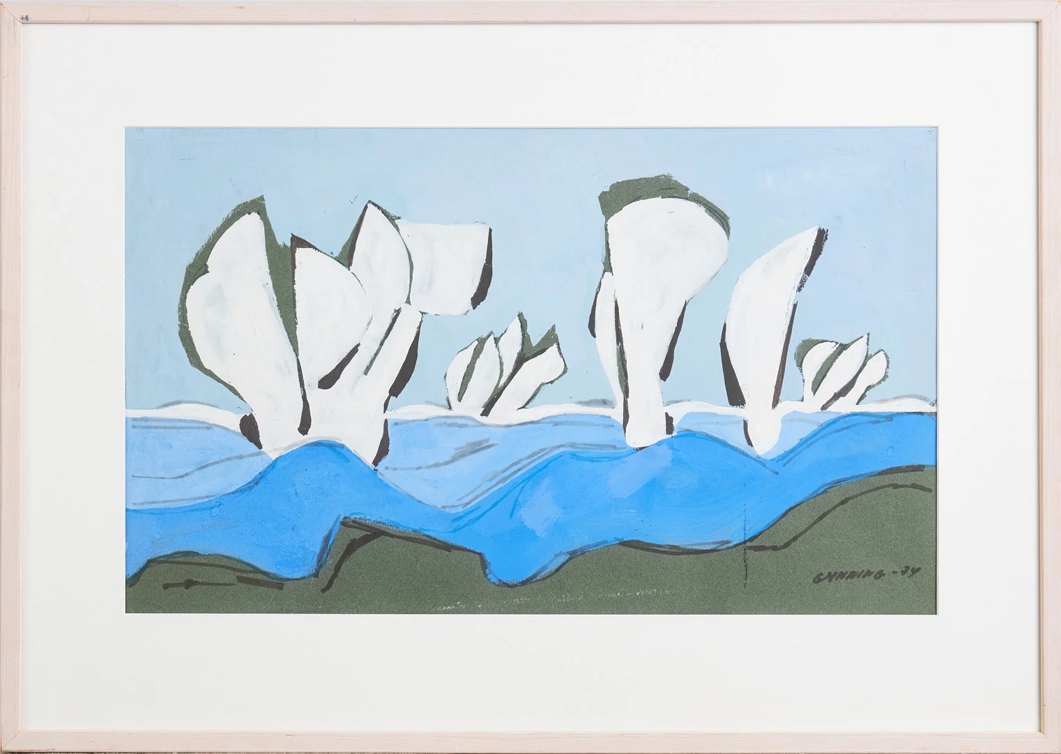 LARS GYNNING (1920-2003). komposition, gouache på papper, signerad och daterad 1974. — Paintings — Stockholms Auktionsverk Magasin 5
