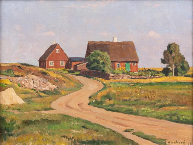 OSSIAN GYLLENBERG. Gård i landskap, olja på duk, signerad och daterad -37.