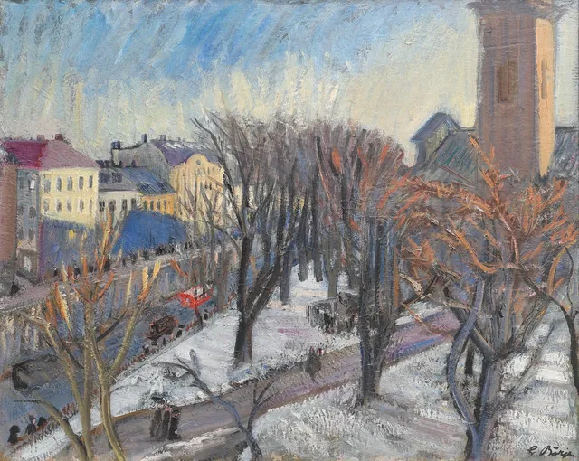 GIDEON BÖRJE. OLJA PÅ DUK, STOCKHOLMSMOTIV, SIGNERAD OCH DATERAD 1940-41.