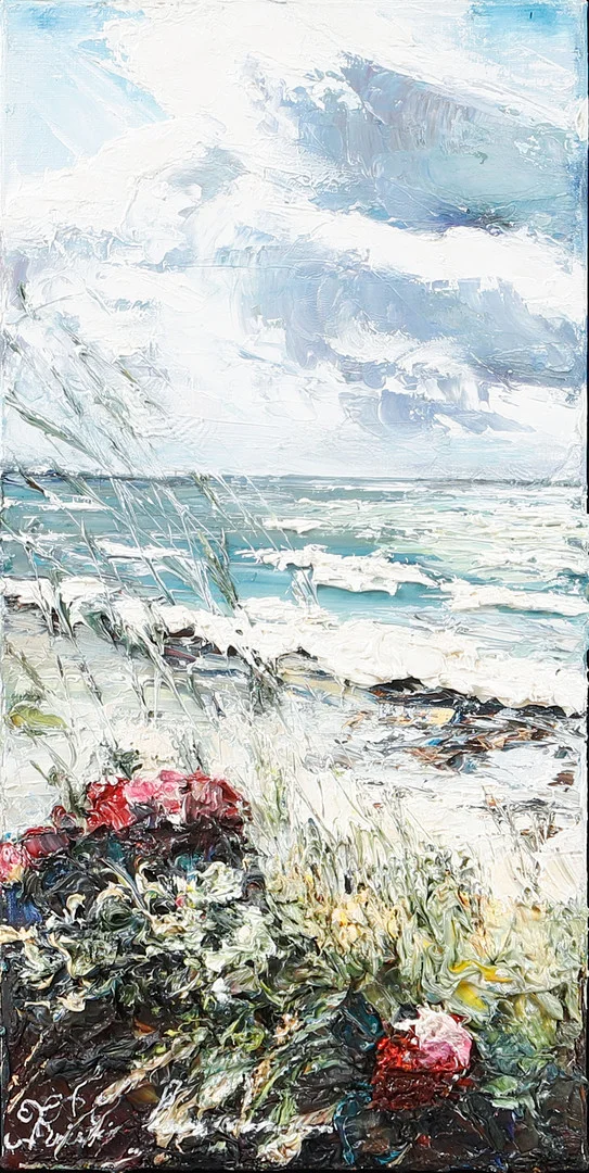 KRISTINA ASSARSSON. "Doft av hav och vildrosor", olja på duk, signerad. — Paintings — Göteborgs Auktionsverk
