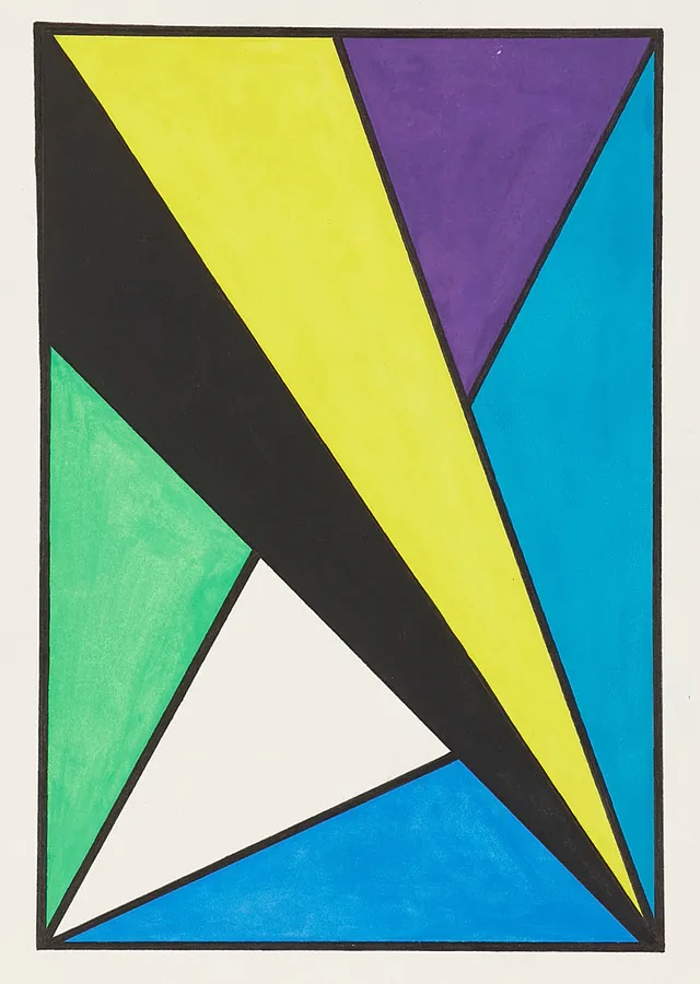 BIRGER ALSIÖ (1941-2021). "Triangelform V", signerad och daterad -70, gouache.