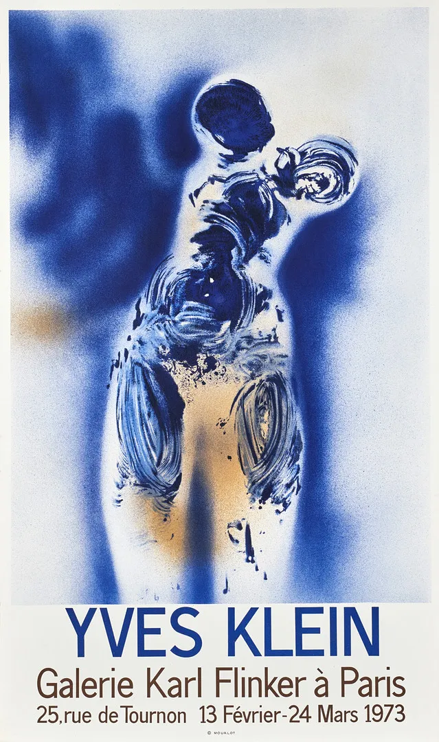 YVES KLEIN (1928-1962) (efter), "Yves Klein" (Galerie Karl Flinker Exhibition Poster), färglitografi 1973.