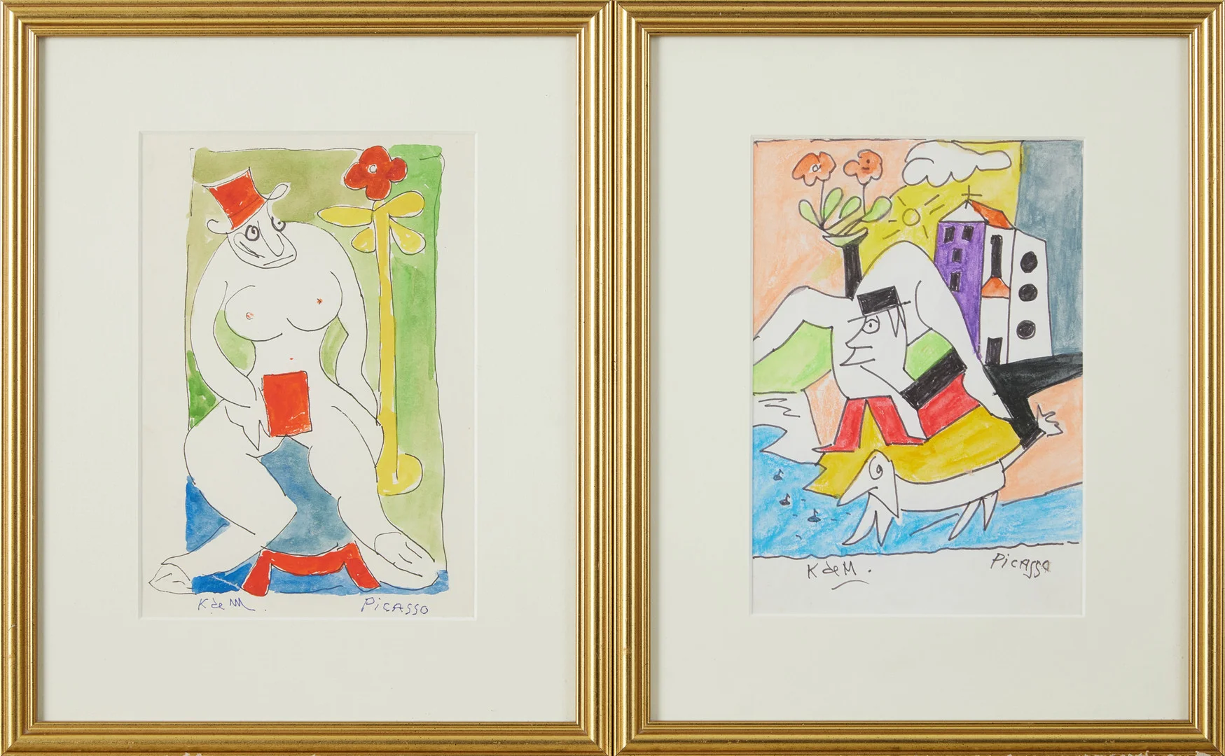 KAR DE MUMMA (1904-1997). "Picasso", ur serien Picasso, blandteknik, akvarell och krita, signerad. — Paintings — Stockholms Auktionsverk Magasin 5
