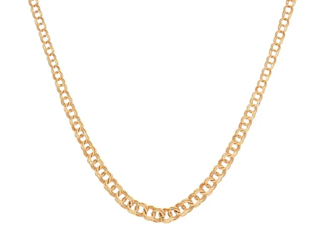 COLLIER, 18K guld, bismarcklänk, kistlås, längd 42 cm, doserad, ca 3 mm - 5 mm, säkerhetsåttor, vikt 7,6 g.