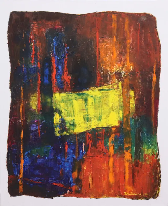 LEIF BRÜNNING (1930-1999). olja på duk, "Huset i skogen".