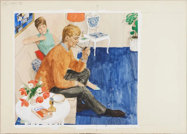 GERD MILLER (1925-1988). "Firmafesten", blandteknik på kartong.