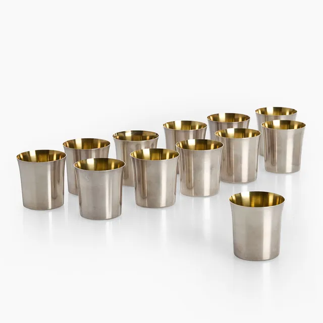 SUPKOPPAR, 12 st, silver, Guldsmedsaktiebolaget (GAB), Stockholm 1966.