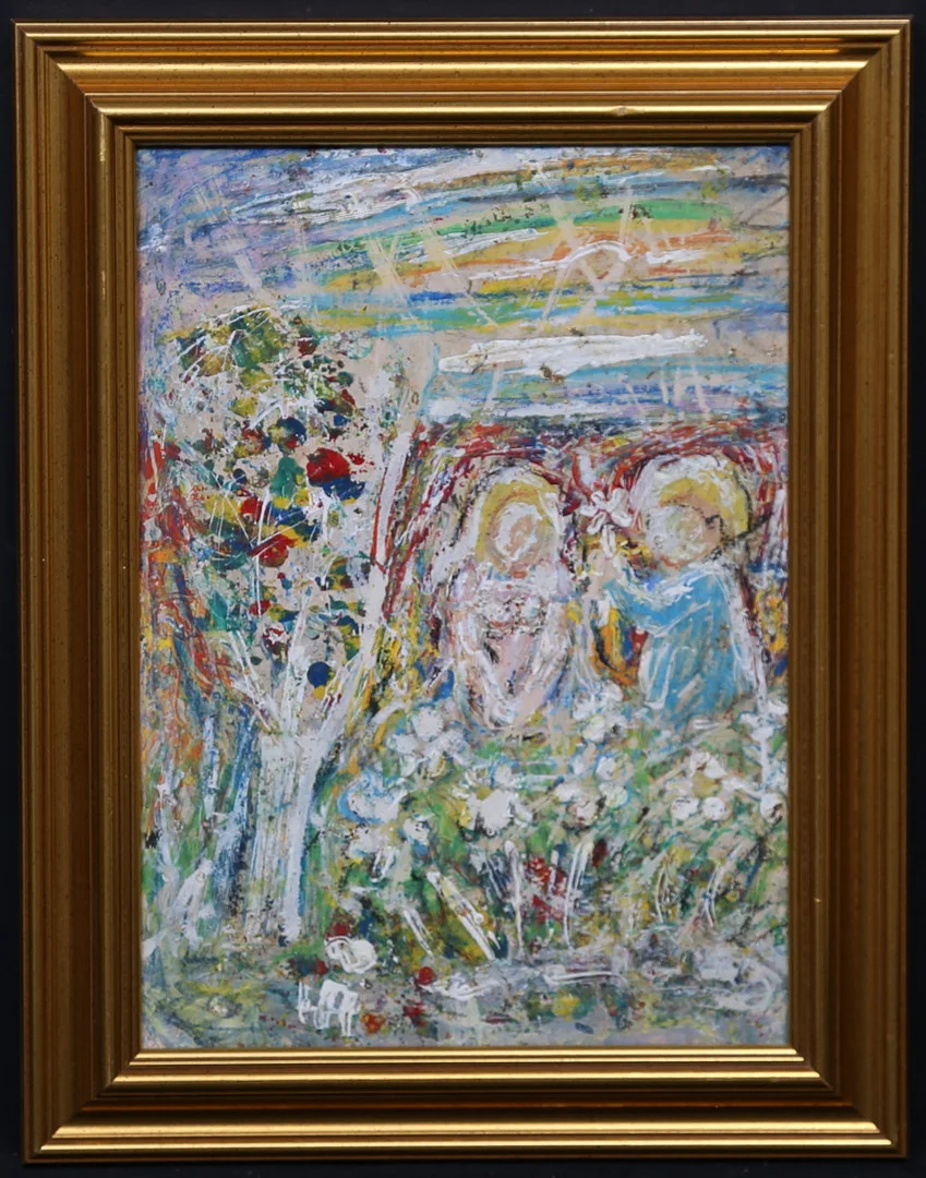 HANS ÅNGSÄTER. "Den lille friaren". Olja på pannå, signerD hå. — Paintings — Gomér & Andersson Linköping