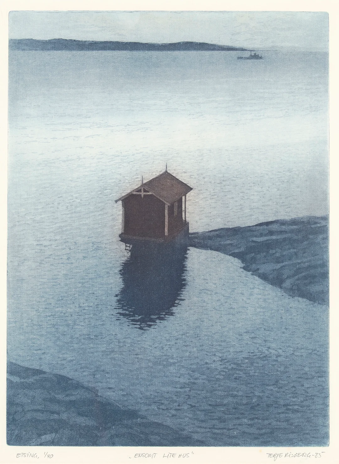 Risberg, Terje — "Ensomt lite hus" 1985 — Kunst/Grafikk — Blomqvist
