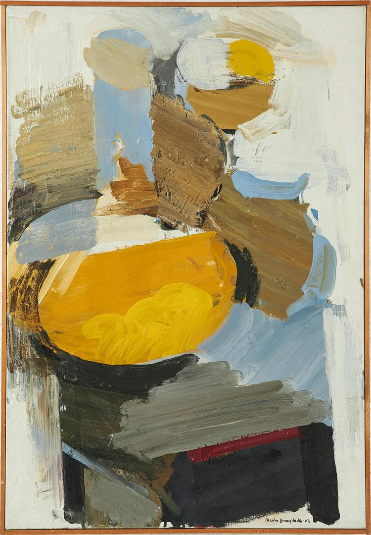 MATTS JUNGSTEDT (1924-2024). Abstrakt stilleben, olja på duk, signerad, daterad - 63. — Paintings — Stockholms Auktionsverk Magasin 5