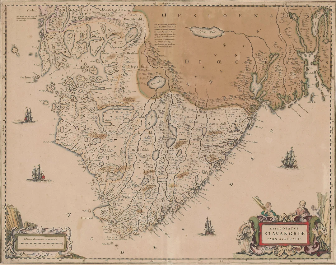Blaeu, Joan — "Episcopatvs Stavangriæ pars Australis." Amsterdam ca. 1659 — Gjenstand/Kart, prospekter, brev, eldre foto — Blomqvist