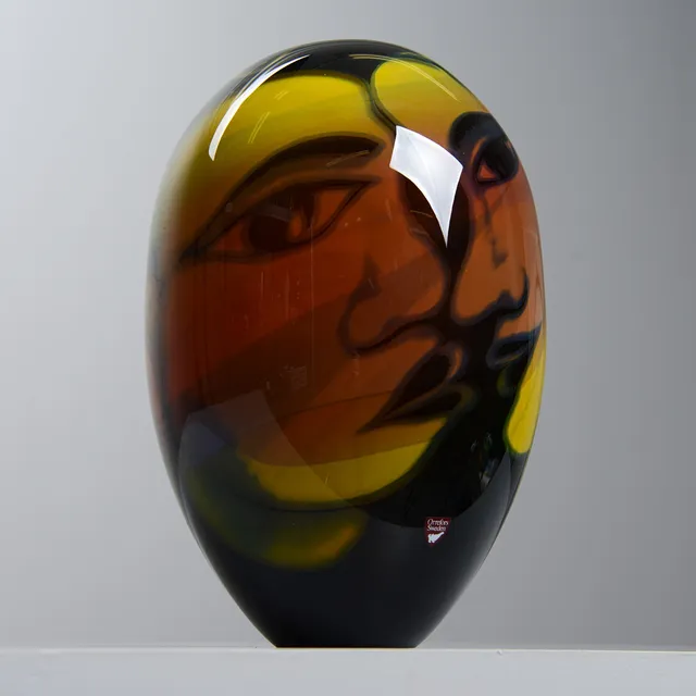 EVA ENGLUND. Graalvas, "”Adam och Eva, Tema med variationer", Orrefors, signerad, 1987.