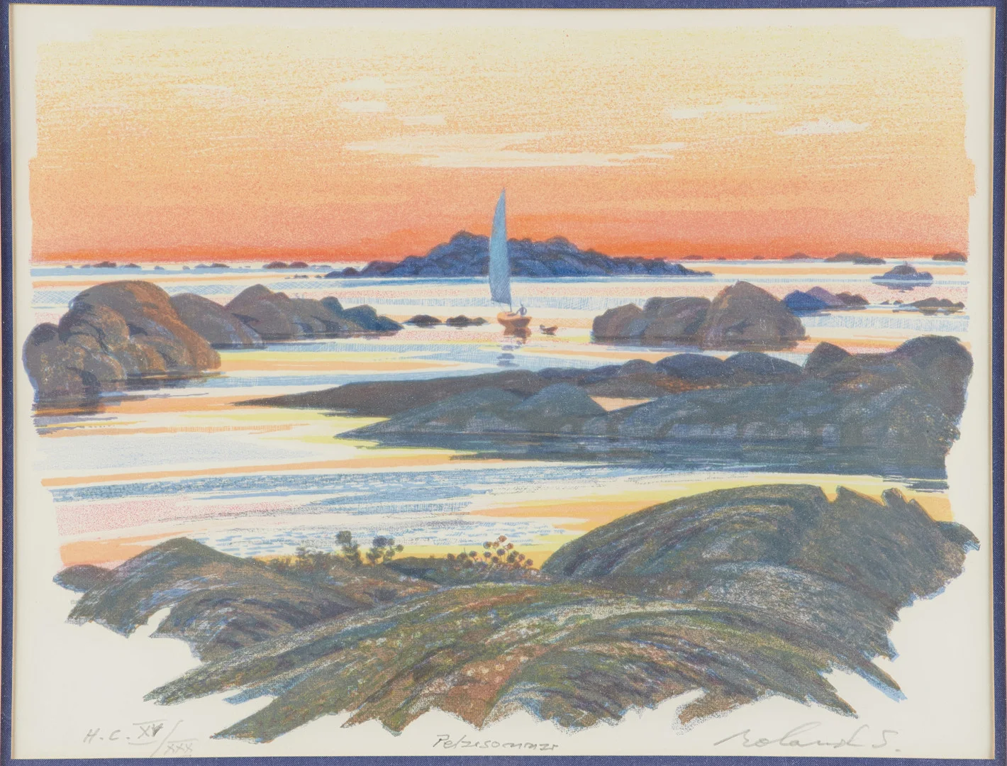 ROLAND SVENSSON (1910-2003), "Pelarsommar", signerad, HC XV / XXX, färglitografi. — Engravings & Prints — Crafoord Auktioner Stockholm