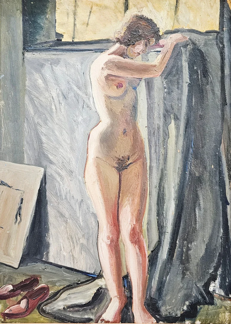 ÅKE LILJESON. TILLSKRIVEN. Aktstudie. Olja på pannå, osignerad. — Paintings — Auktionshuset Thörner & Ek