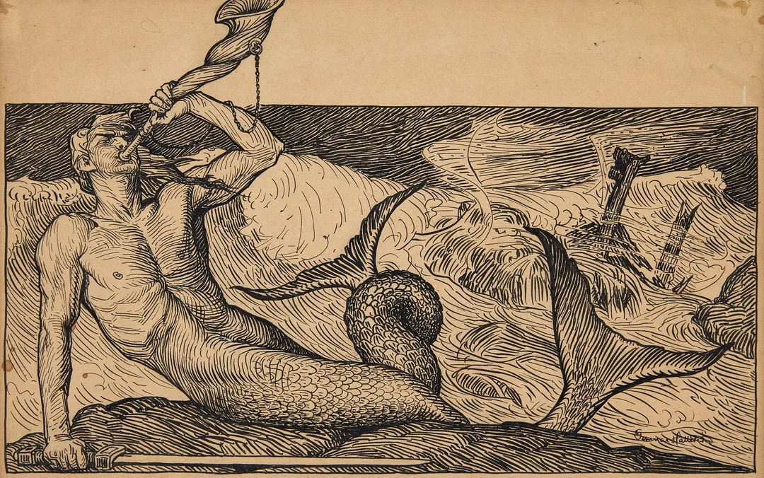 GUNNAR HALLSTRÖM (1875-1943). Havsväsen. — Drawings — Stockholms Auktionsverk Fine Art