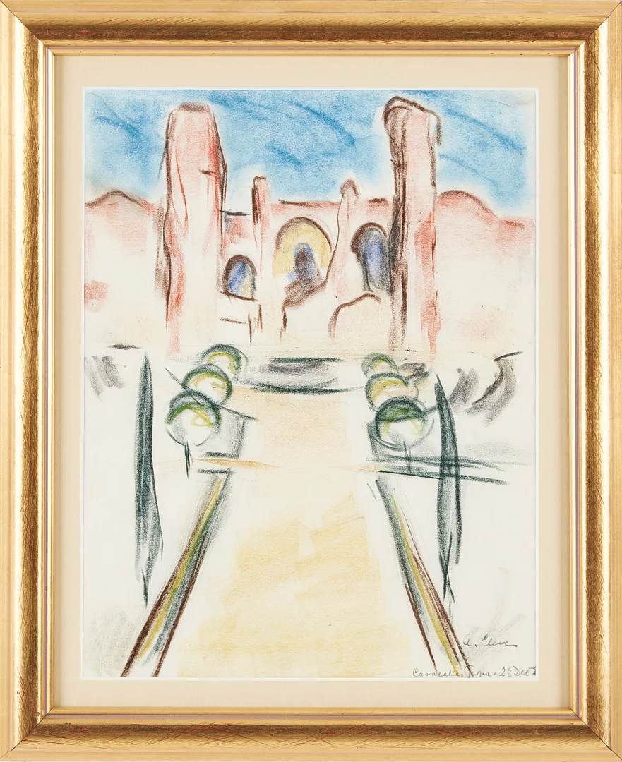 AGNES CLEVE. "Caracallas Termer", krita på papper, signerad. — Paintings — Stockholms Auktionsverk Magasin 5