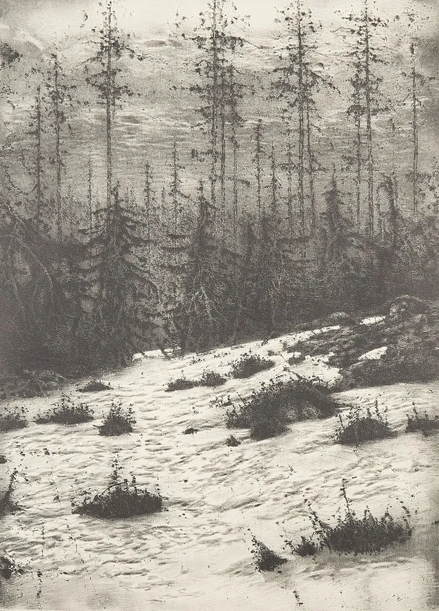 CURT HAMNE. Etsning, "April", Signerad O Numrerad 54/150.